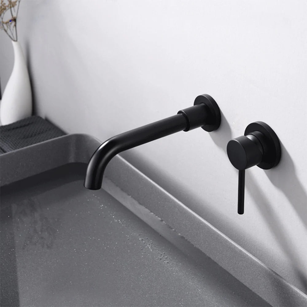 Robinet salle de bain lavabo encastrable - Noir - Laiton