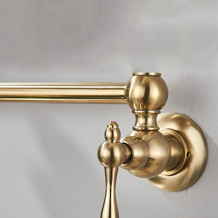 Robinet cuisine évier rabattable rétro mural encastrable - Doré - Laiton