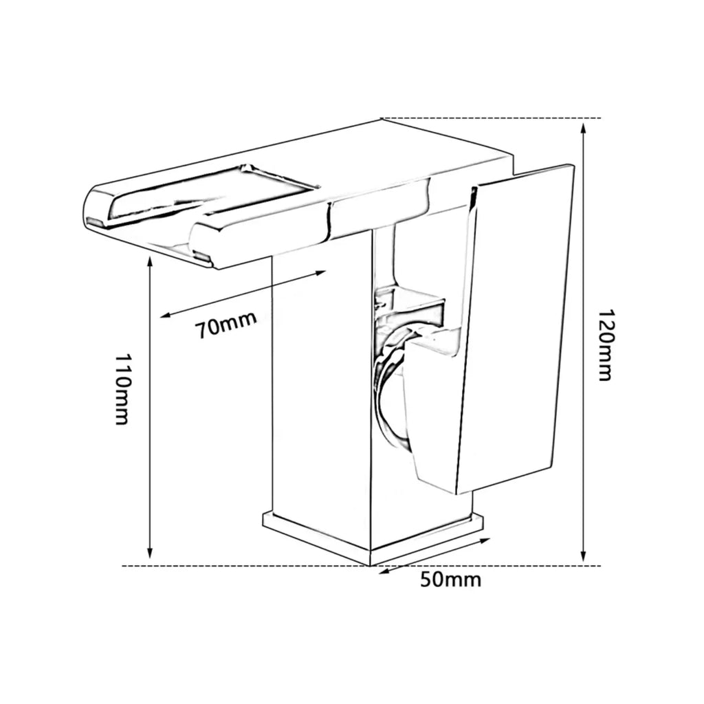 Robinet lavabo salle de bain design cascade led température - Argenté