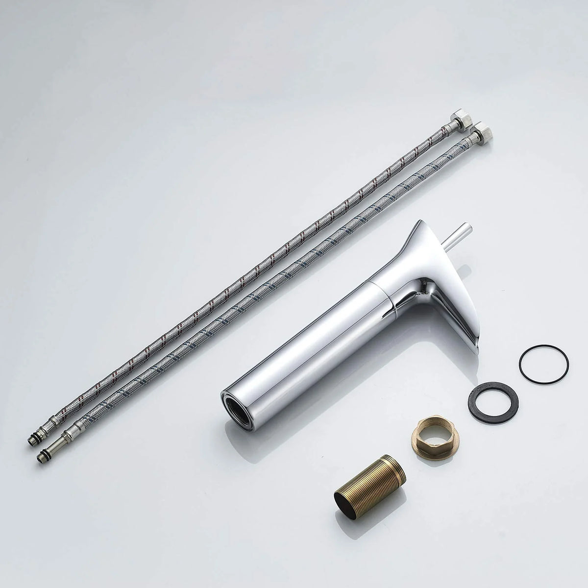 Robinet salle de bain lavabo bambou cascade - Argenté - Laiton