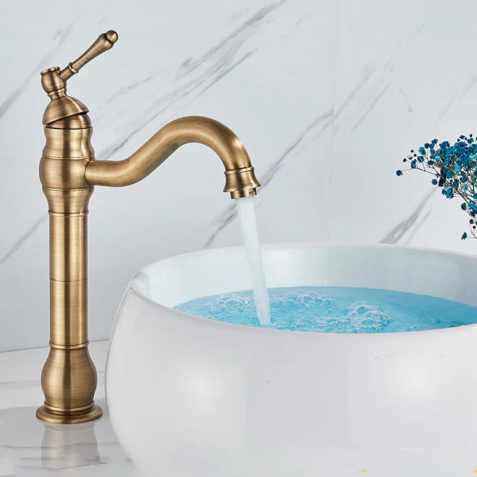 Robinet salle de bain lavabo vintage mitigeur rétro - Doré - Laiton