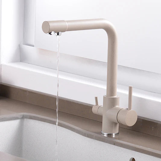 Robinet cuisine évier purificateur d’eau 3 voies - Beige tacheté - Laiton