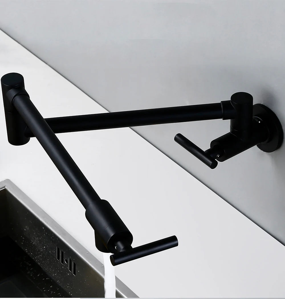 Robinet de cuisine rabattable - Noir mat - Laiton
