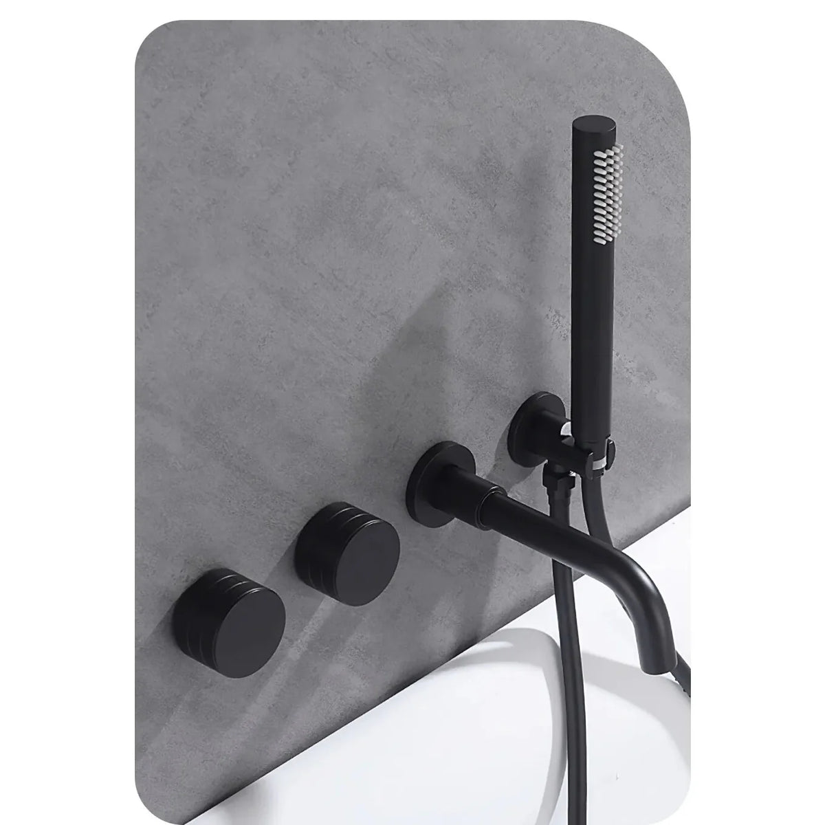 Robinet baignoire salle de bain minimaliste mural encastrable douchette - Noir - Laiton