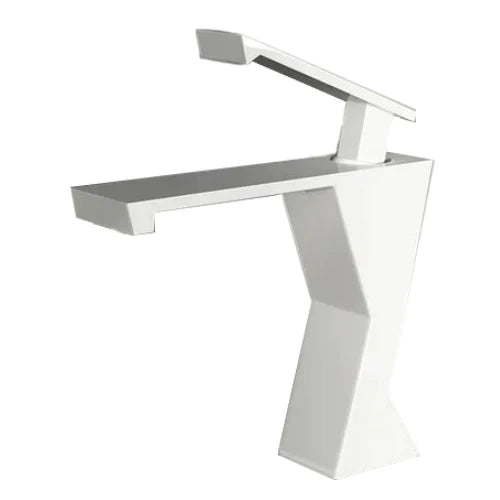 Robinet lavabo salle de bain design géométrique mitigeur - Blanc - Laiton