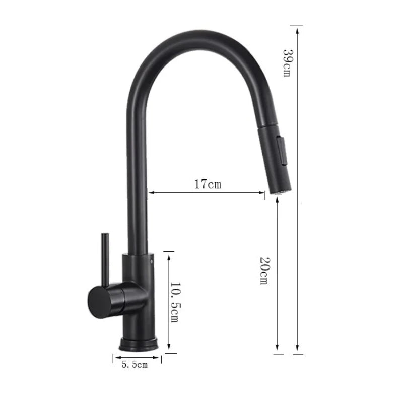 Robinet cuisine évier flexible douchette minimaliste - Noir - Laiton