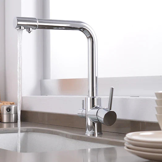 Robinet cuisine évier purificateur d’eau 3 voies - Argenté - Laiton