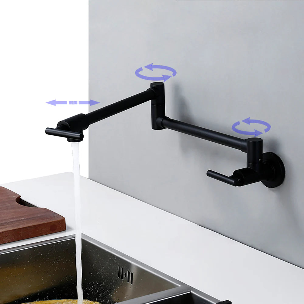 Robinet de cuisine rabattable - Noir mat - Laiton