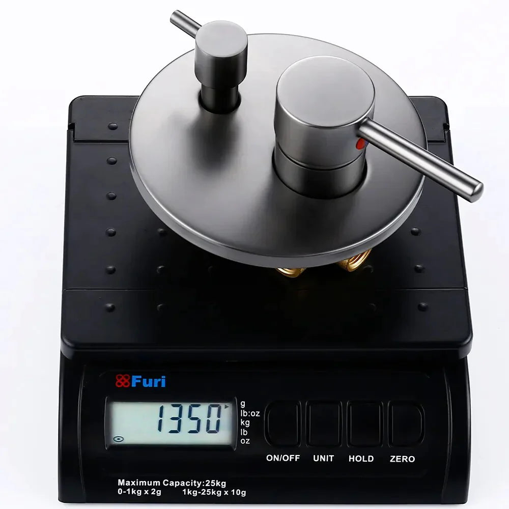 Robinet baignoire salle de bain encastrable mural mitigeur rond douchette - Argenté