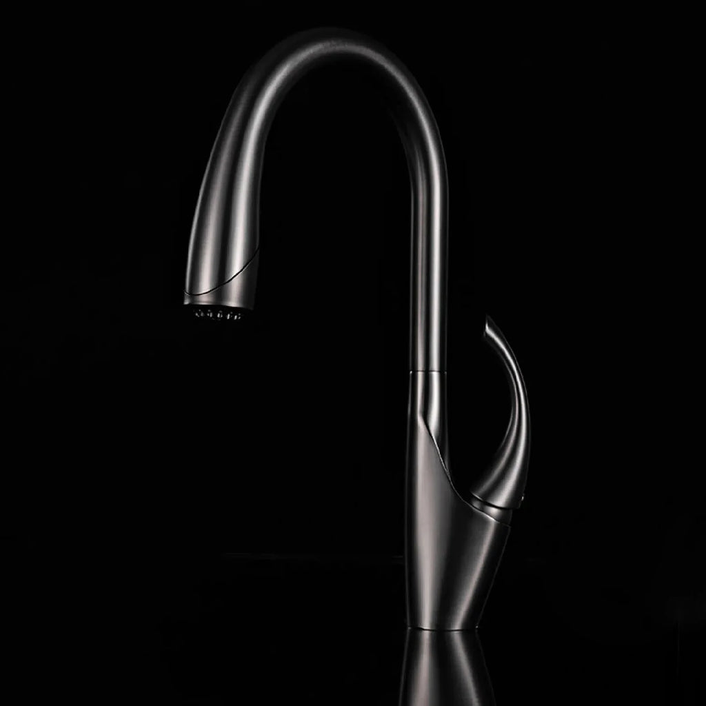 Robinet évier cuisine design moderne flexible douchette - Noir - Laiton