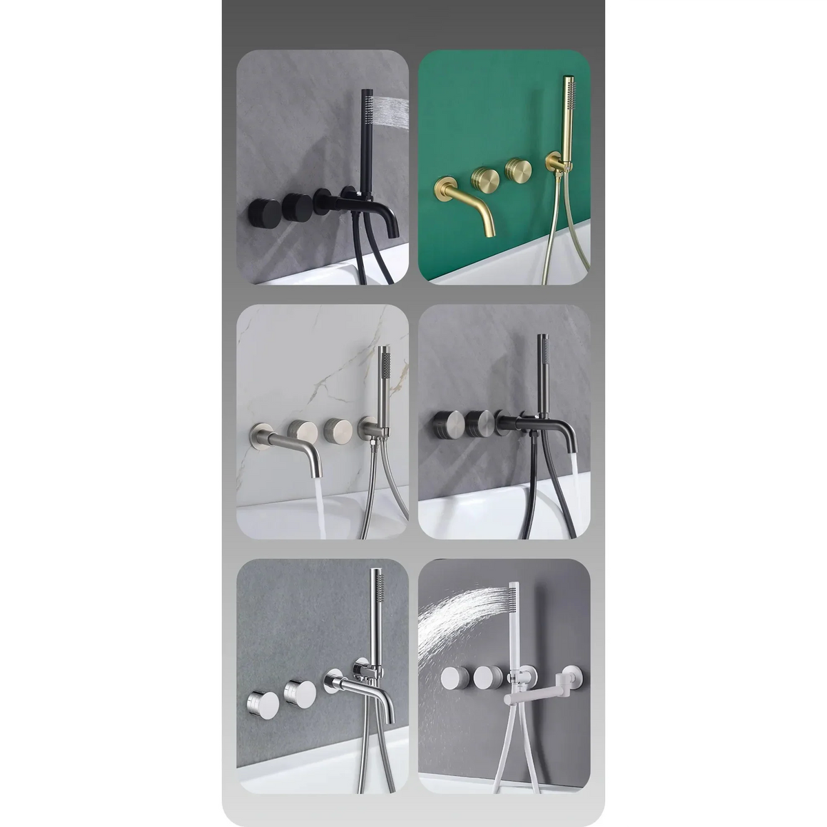 Robinet baignoire salle de bain minimaliste mural encastrable douchette - Doré - Laiton