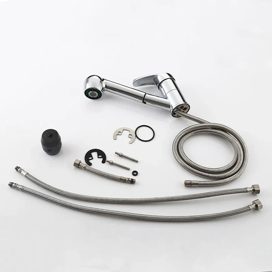 Robinet cuisine évier mitigeur flexible multijet - Argenté - Laiton