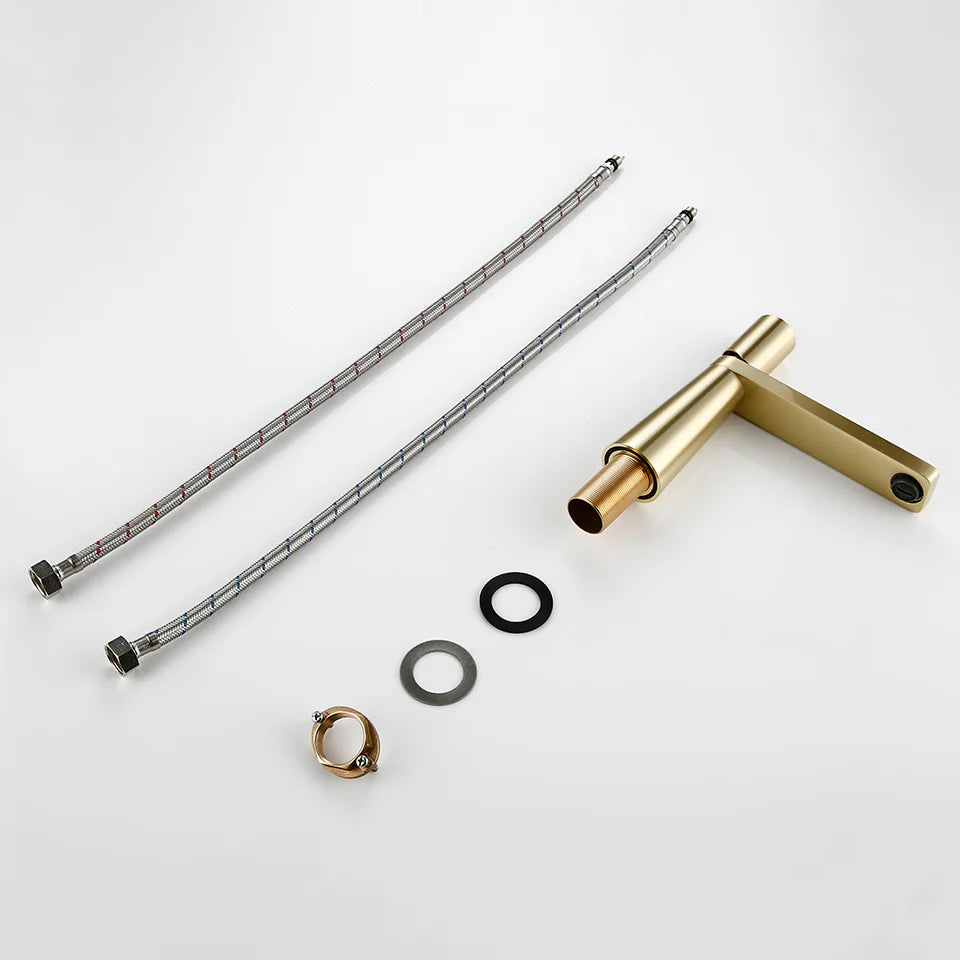 Robinet salle de bain lavabo minimaliste géométrique design - Doré - Laiton