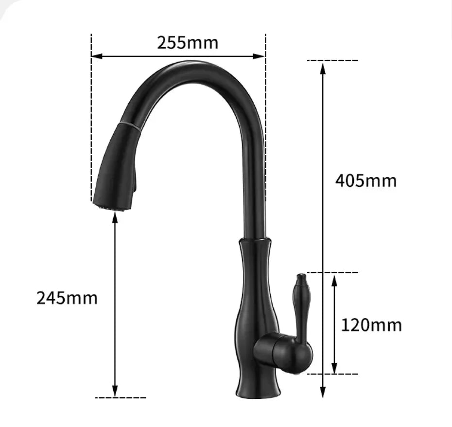 Robinet évier cuisine rétro arrondi flexible douchette - Doré - Laiton