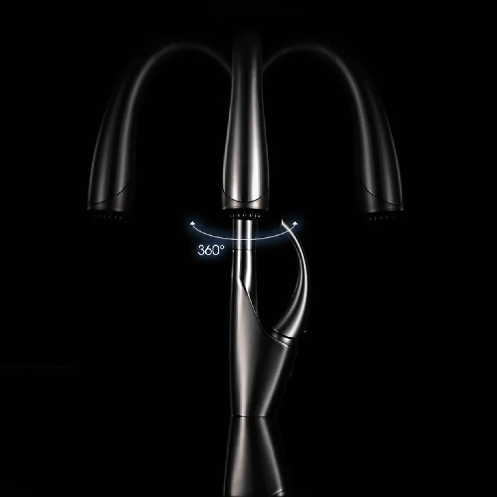 Robinet évier cuisine design moderne flexible douchette - Argenté - Laiton