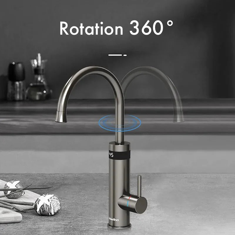 Robinet évier cuisine mitigeur affichage numérique thermostatique - Argenté