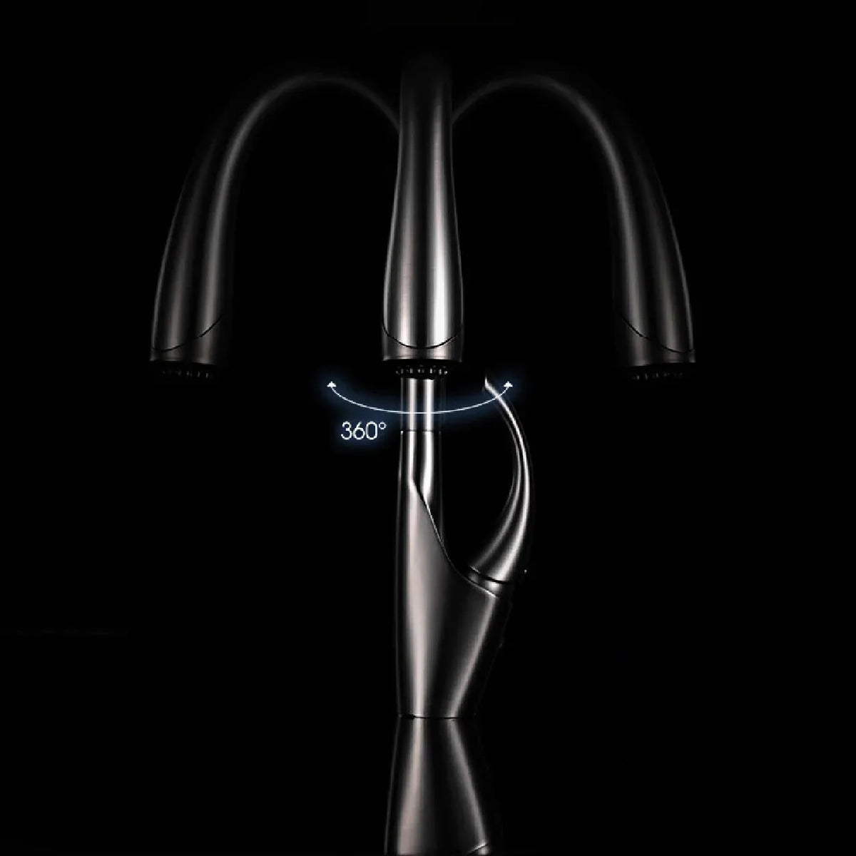 Robinet évier cuisine design moderne flexible douchette - Noir - Laiton