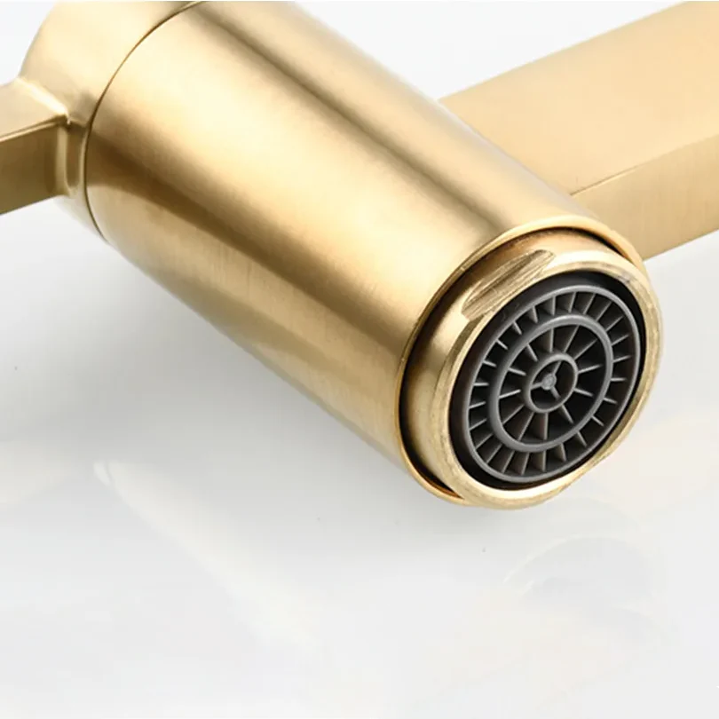 Robinet évier cuisine eau froide rabattable mural encastrable - Doré - Laiton