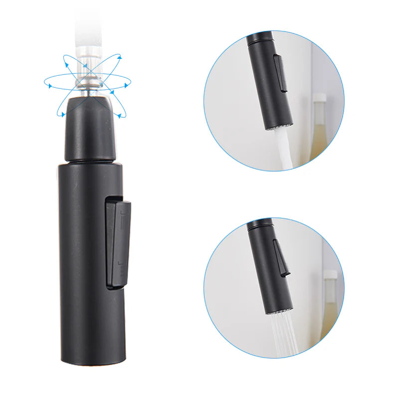 Robinet cuisine évier flexible douchette minimaliste - Noir - Laiton