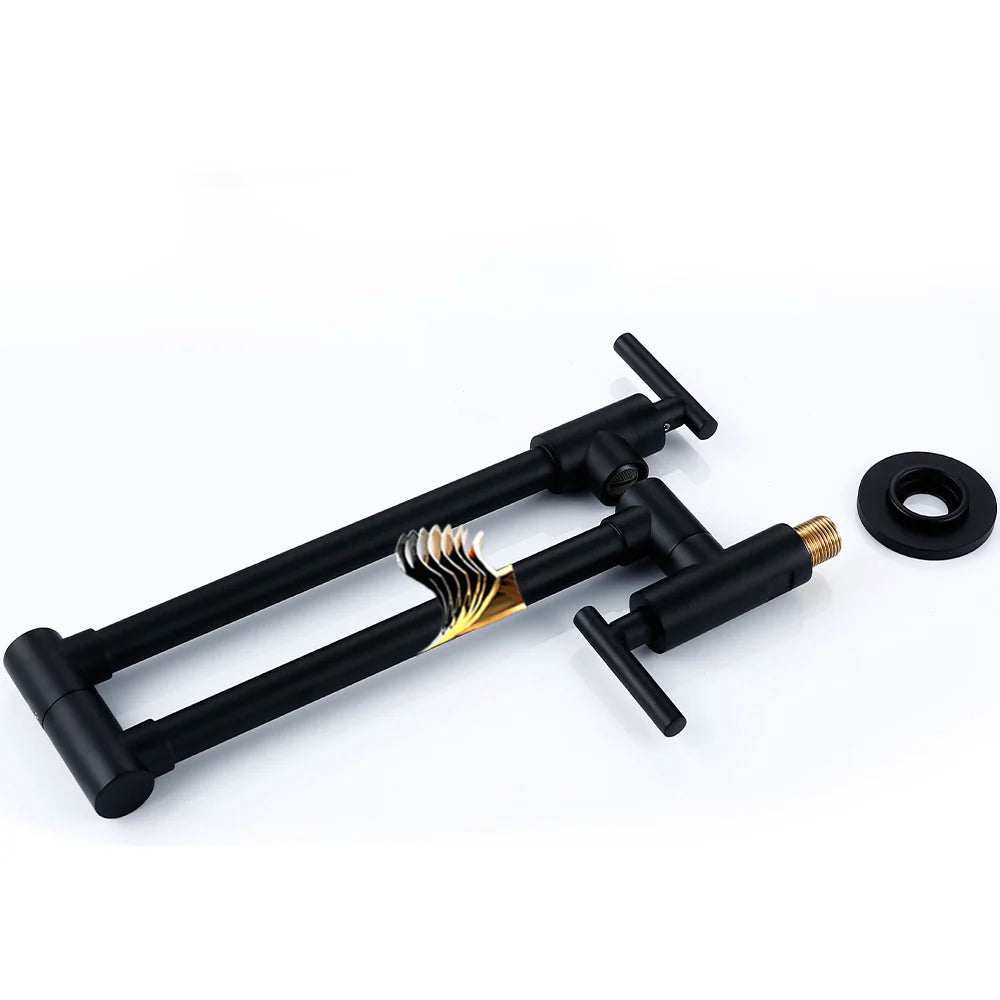 Robinet de cuisine rabattable - Noir mat - Laiton