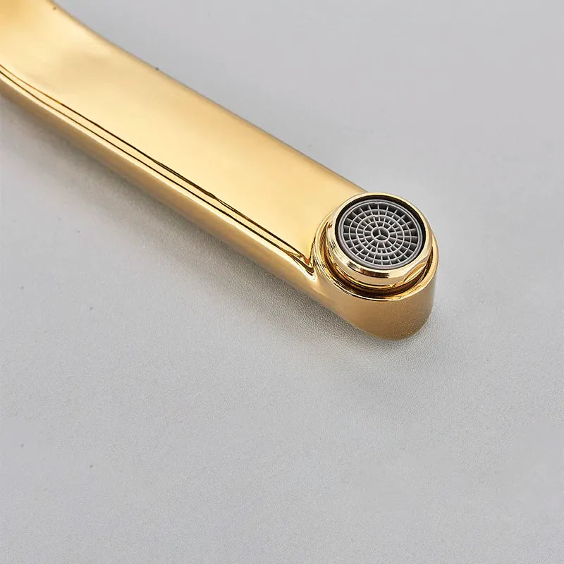 Robinet évier cuisine design mitigeur flexible douchette pistolet - Doré - Laiton