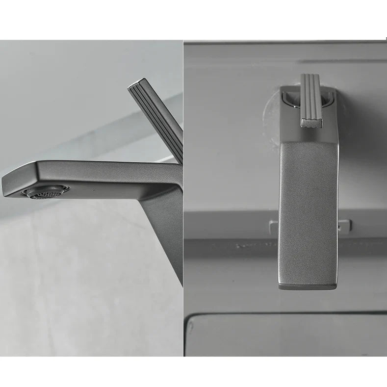 Robinet salle de bain lavabo mitigeur design contemporain - Argenté