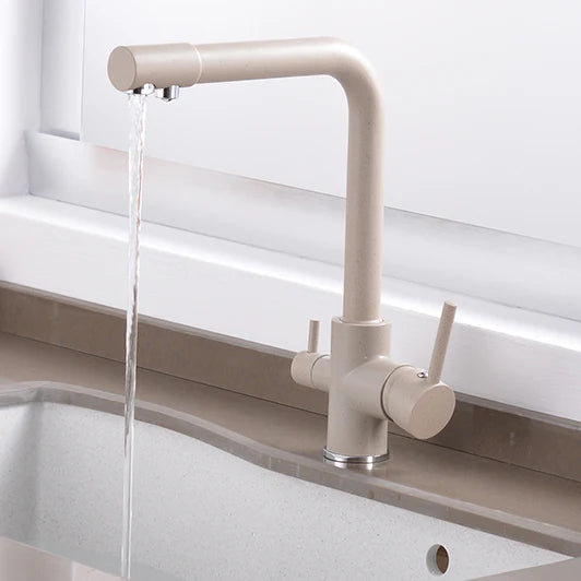 Robinet cuisine évier purificateur d’eau 3 voies - Beige tacheté - Laiton