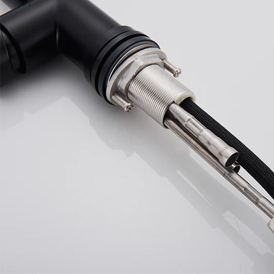 Robinet cuisine évier flexible douchette minimaliste - Noir - Laiton