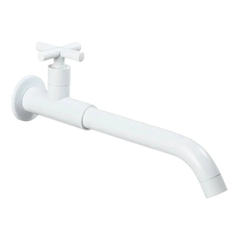 Robinet évier cuisine mural encastrable eau froide poignée croix - Blanc