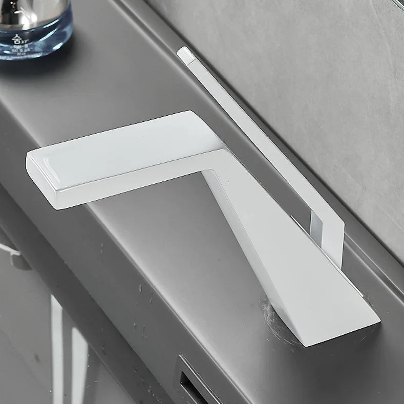 Robinet salle de bain lavabo mitigeur design contemporain - Blanc
