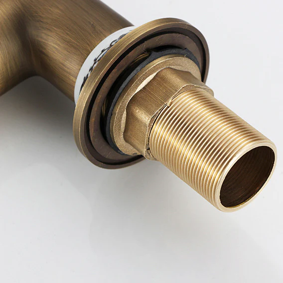 Robinet cuisine évier antique avec céramique fleur vintage - Doré