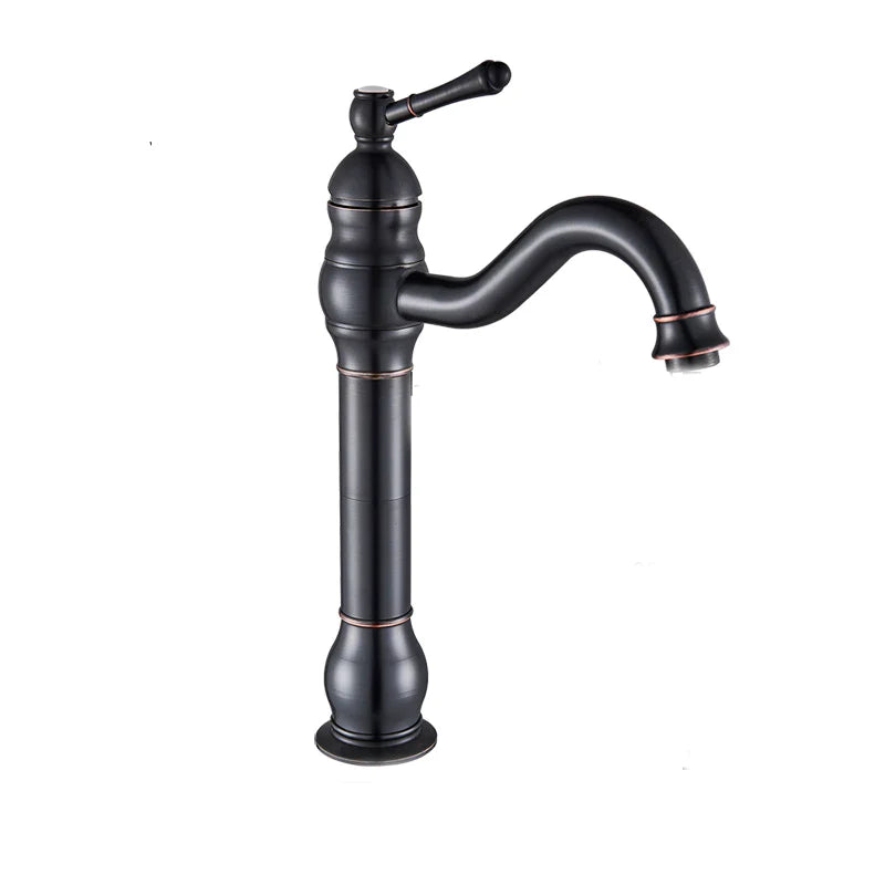 Robinet salle de bain lavabo vintage mitigeur rétro - Noir - Laiton