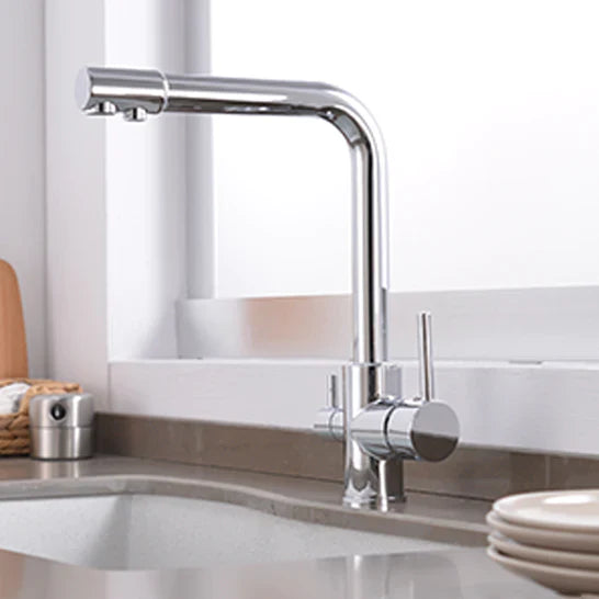 Robinet cuisine évier purificateur d’eau 3 voies - Argenté - Laiton