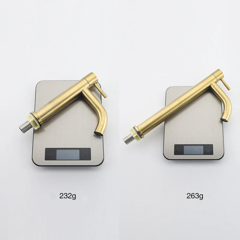 Robinet lavabo salle de bain minimaliste - Doré brossé