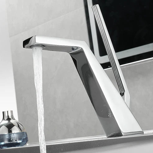 Robinet salle de bain lavabo mitigeur design contemporain - Argenté