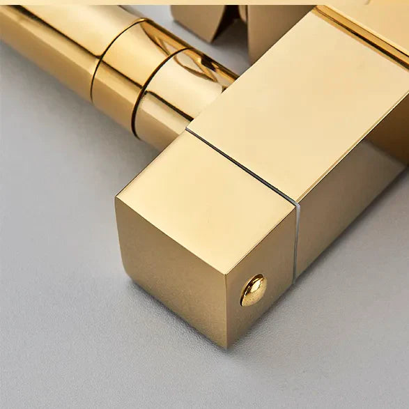 Robinet évier cuisine design mitigeur flexible douchette pistolet - Doré - Laiton