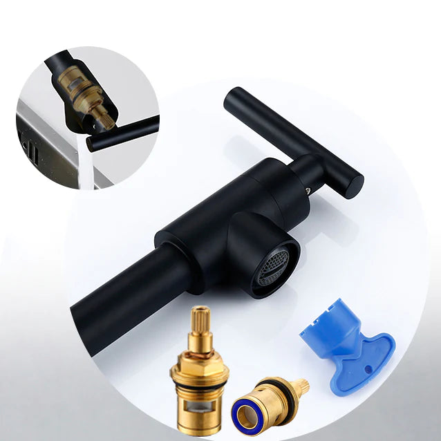 Robinet de cuisine rabattable - Noir mat - Laiton