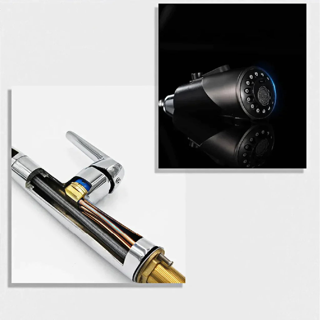 Robinet évier cuisine tactile automatique design flexible douchette - Argenté - Laiton