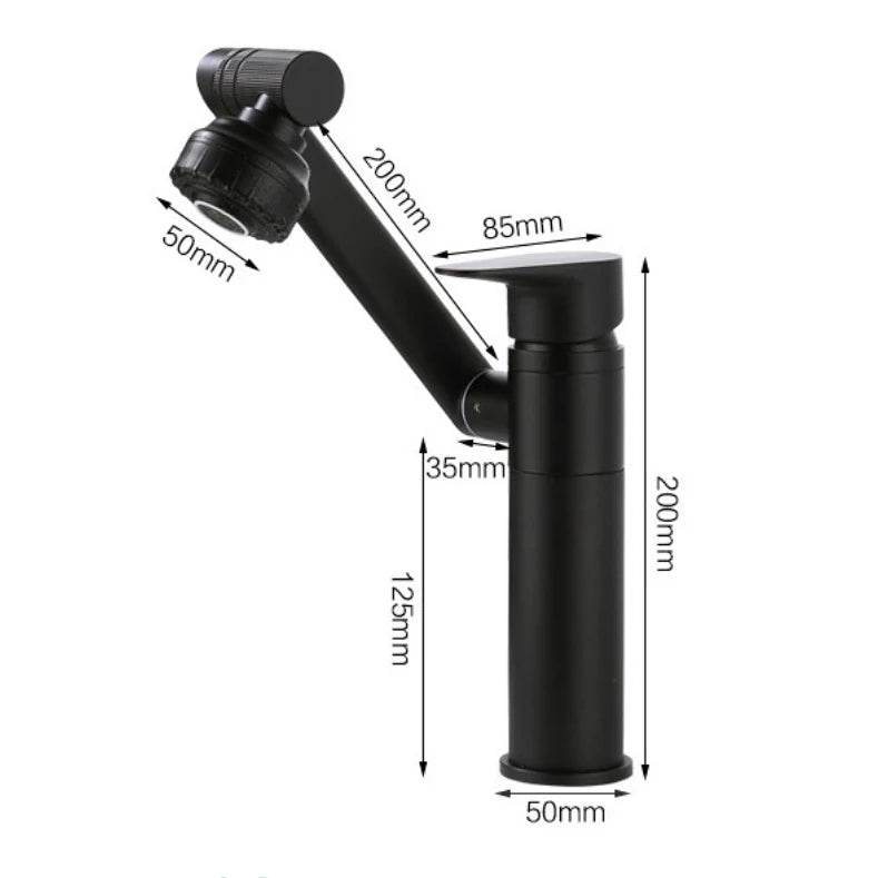 Robinet lavabo salle de bain pivotant rotatif multijet - Argenté - Laiton