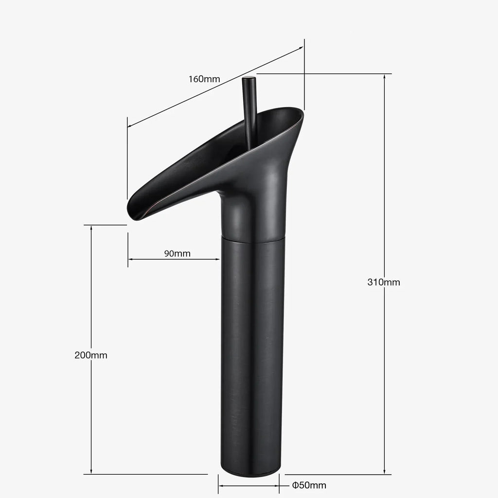 Robinet salle de bain lavabo bambou cascade - Noir - Laiton