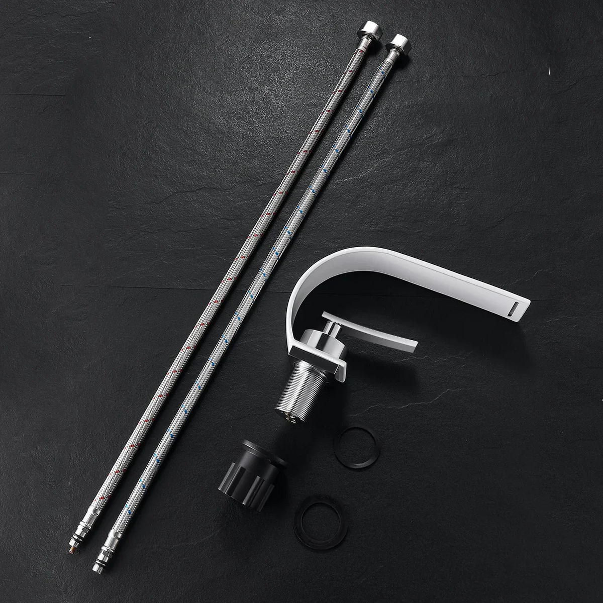 Robinet lavabo salle de bain plat incurvé - Doré