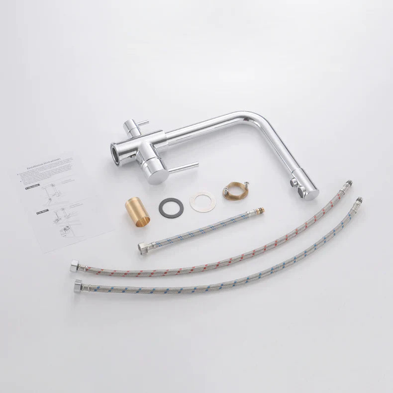 Robinet cuisine évier purificateur d’eau 3 voies - Argenté - Laiton