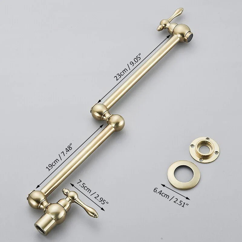 Robinet cuisine évier rabattable rétro mural encastrable - Noir - Laiton