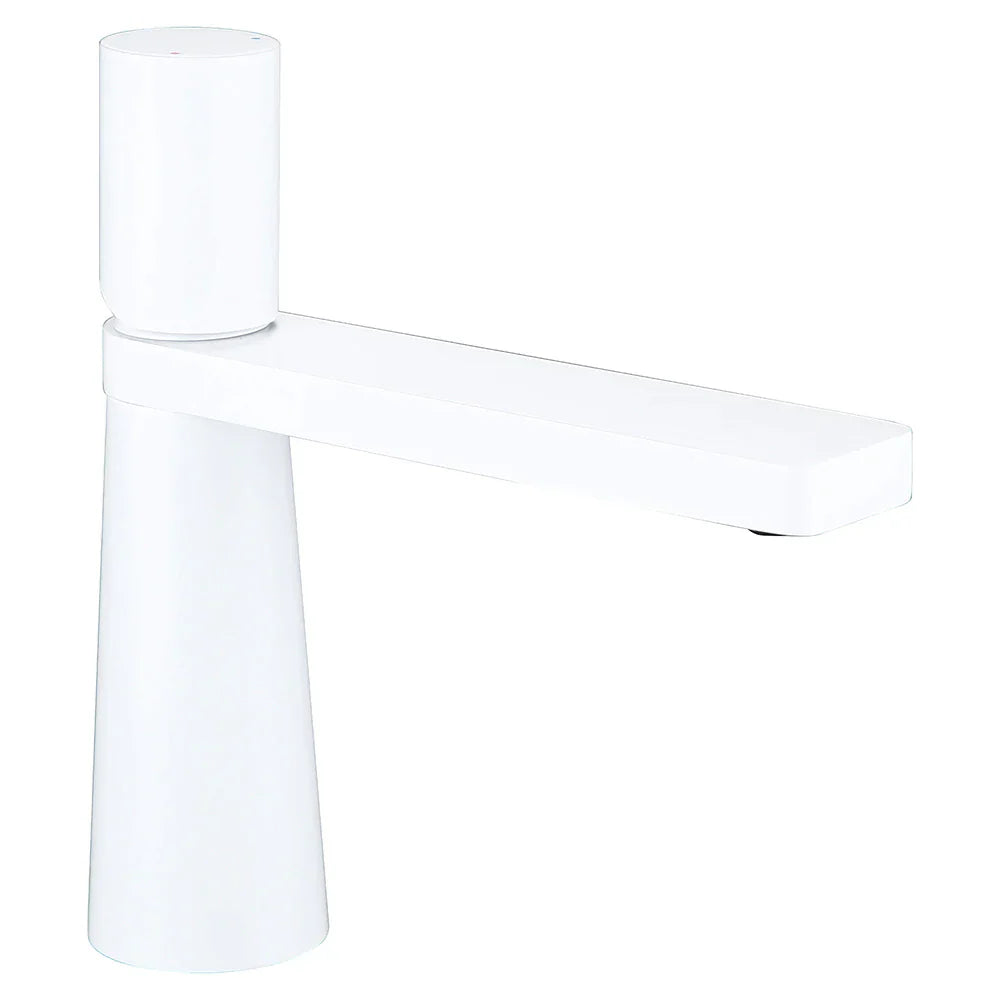 Robinet salle de bain lavabo minimaliste géométrique design - Blanc - Laiton