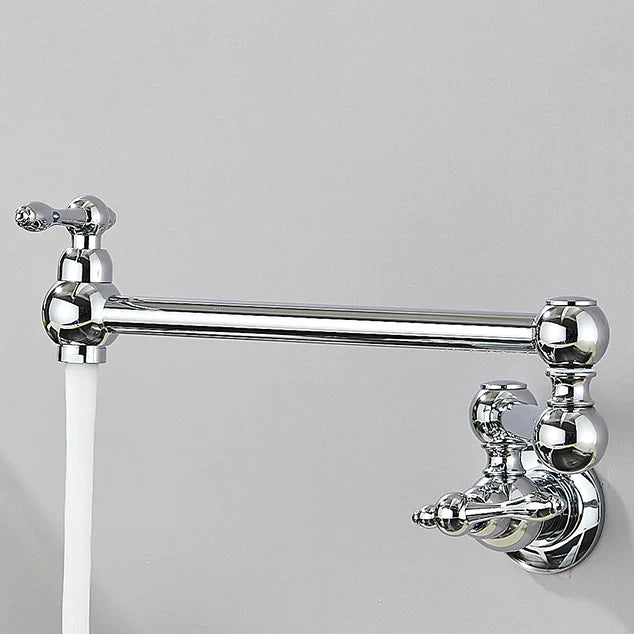 Robinet cuisine évier rabattable rétro mural encastrable - Argenté - Laiton