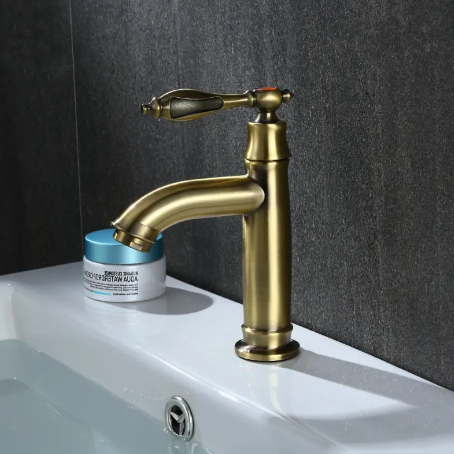 Robinet salle de bain lave main rétro eau froide - Doré - Laiton