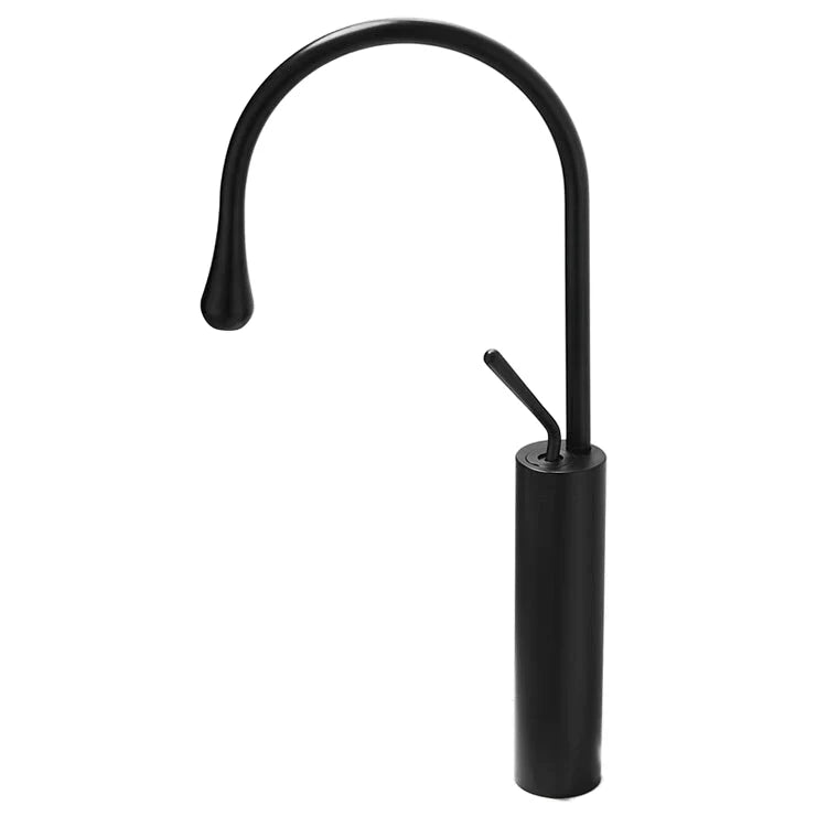 Robinet salle de bain lavabo design arrondi goutte - Noir - Laiton