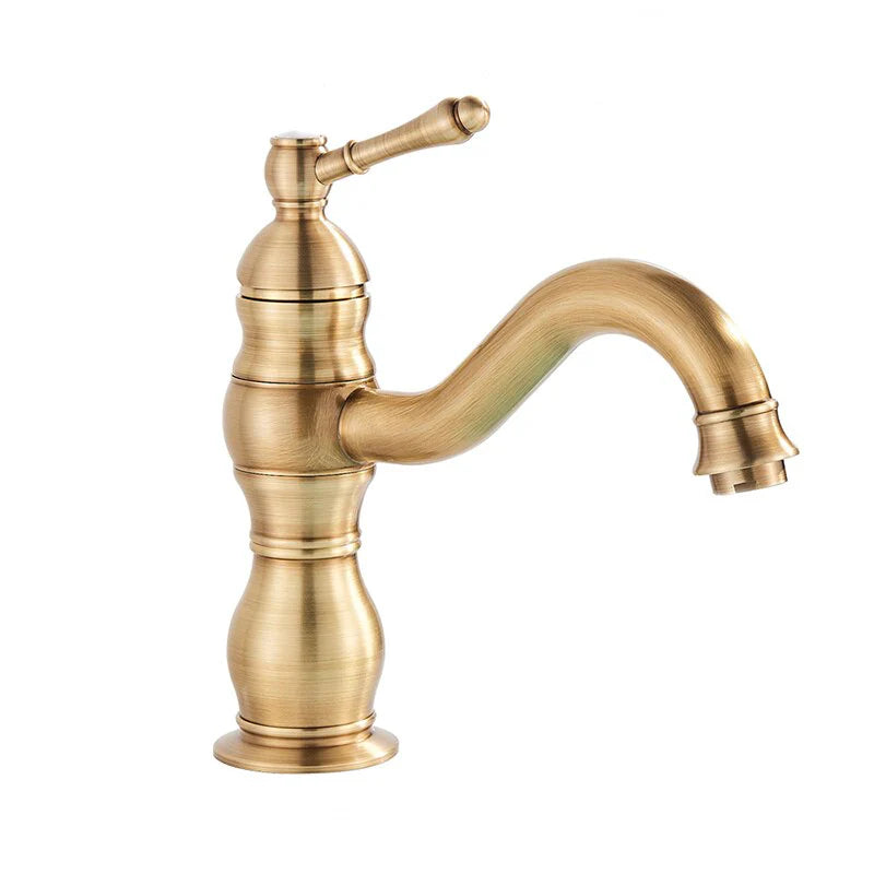 Robinet salle de bain lavabo vintage mitigeur rétro - Doré - Laiton