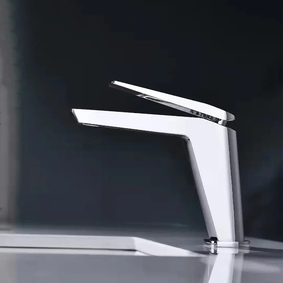 Robinet lavabo salle de bain minimaliste mitigeur - Argenté - Laiton