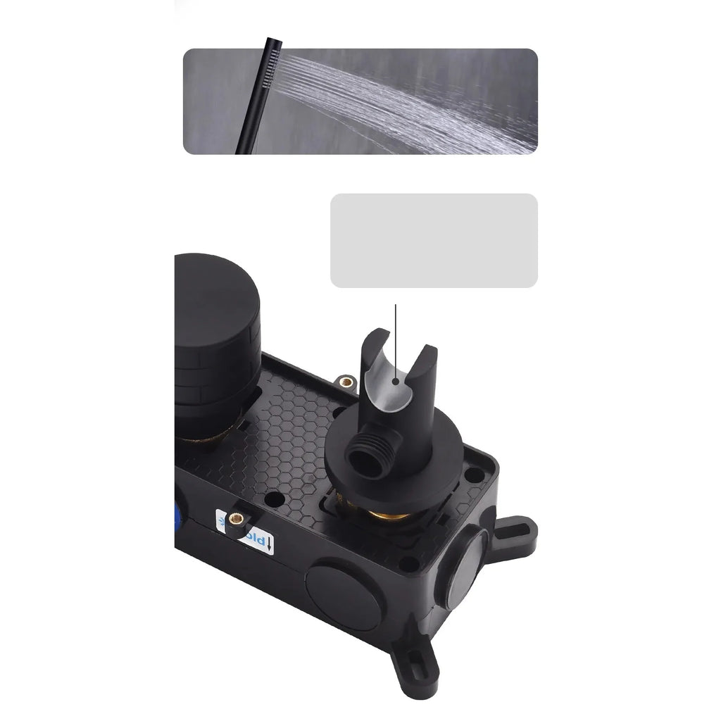 Robinet baignoire salle de bain minimaliste mural encastrable douchette - Noir - Laiton